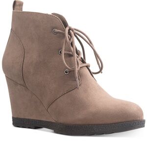 Women's Taupe Wedge Ankle Boots